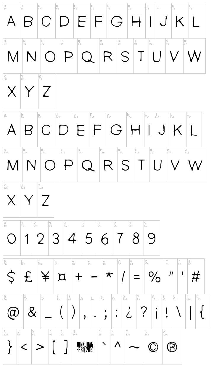 Nie Zabawne Komik font map